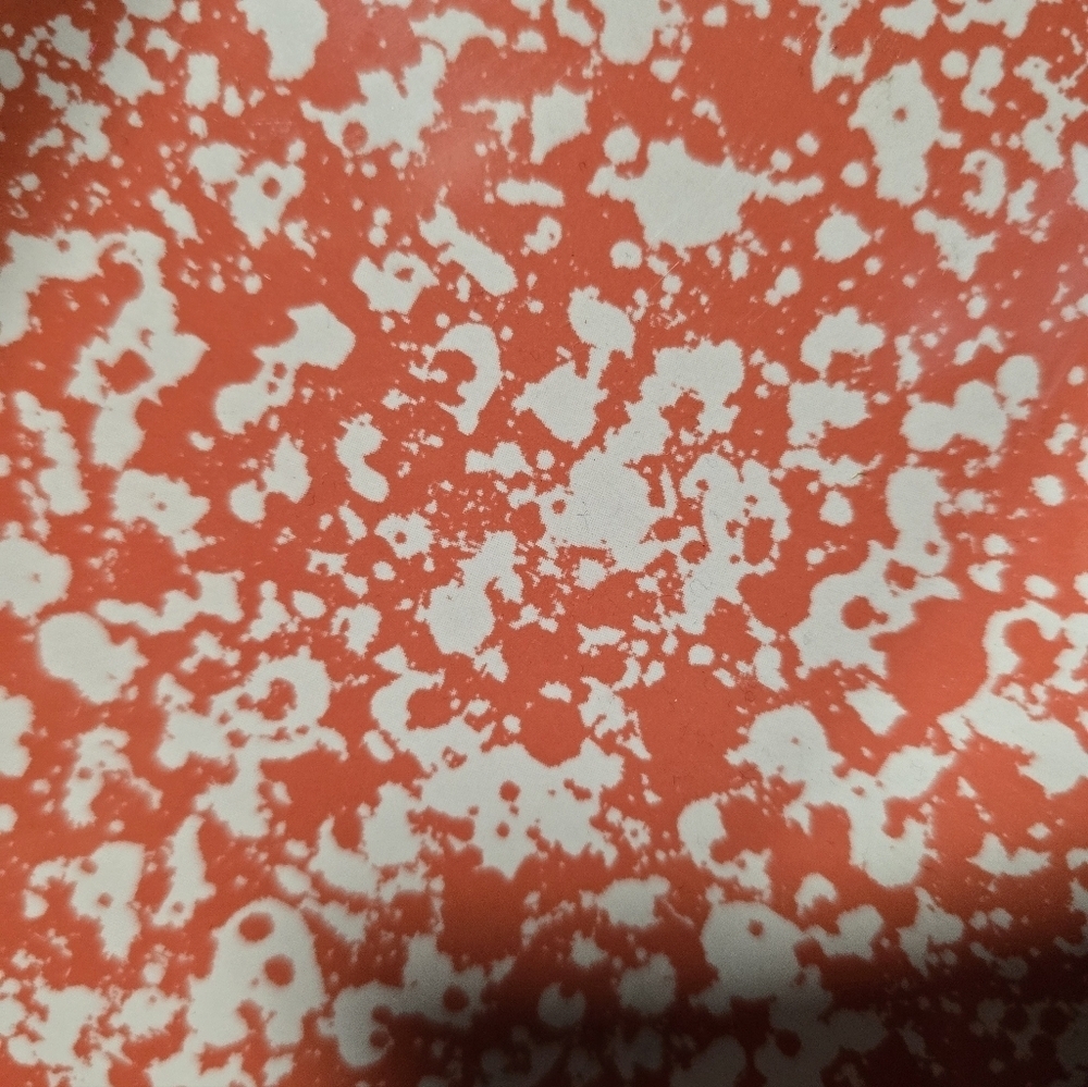 Pioneer Woman coral and White Country Splatter Oval Platter w/scalloped edges. - Picture 2 of 4